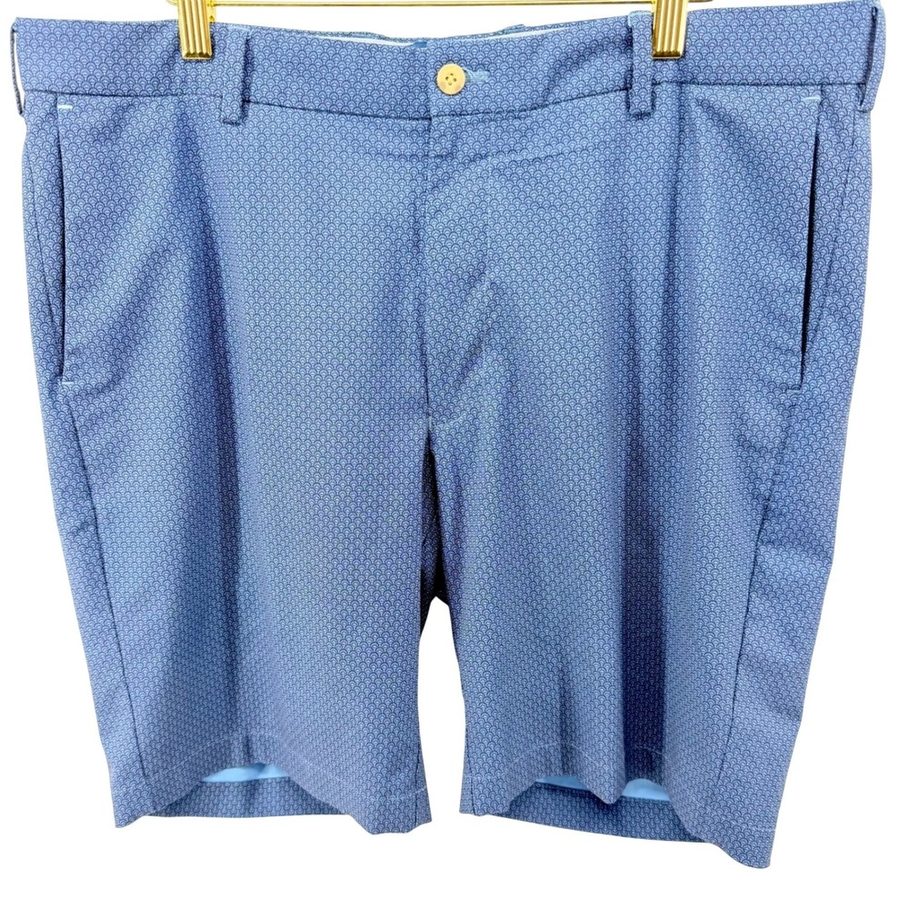 Peter Millar Crown Crafted Shorts Mens 36 Blue Geometric Performance 9 Inch Golf